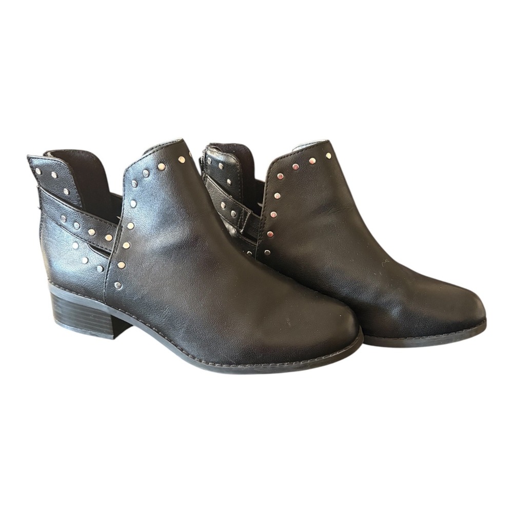 Lane Bryant Black Studded Cutout Ankle Boots Faux Leather Wide Width 9W